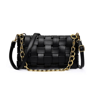 Woven Leather Shoulder Bag Crossbody Purse Small Handbag