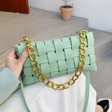 Woven Leather Shoulder Bag Crossbody Purse Small Handbag