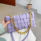 Woven Leather Shoulder Bag Crossbody Purse Small Handbag