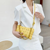Woven Leather Shoulder Bag Crossbody Purse Small Handbag