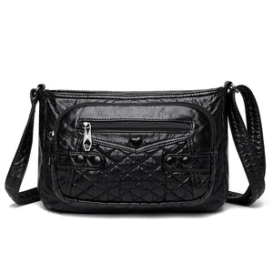 Women's Multilayer Crossbody Messenger Bag with Large Capacity