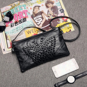 Ladies Mini Leather Messenger Bag Shoulder Tote Bag and Wallet Combo