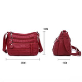 Women's Multi-pocket Messenger Bag Soft PU Leather Shoulder Casual Crossbody Bag
