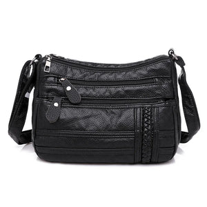 Women's Multi-pocket Messenger Bag Soft PU Leather Shoulder Crossbody Bag