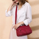 Women's Multi-pocket Messenger Bag Soft PU Leather Shoulder Casual Crossbody Bag