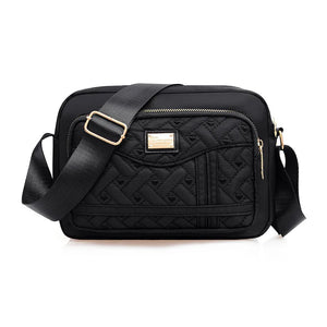 Embroidered Thread Rhombus Messenger Bag Large-capacity Plaid Shoulder Handbag