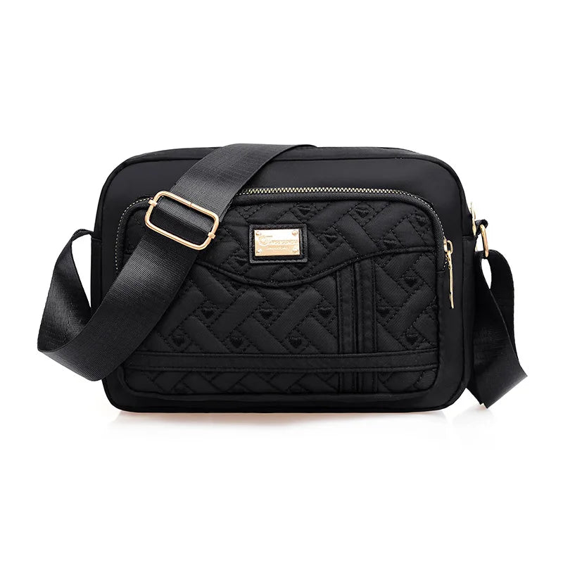 Embroidered Thread Rhombus Messenger Bag Large-capacity Plaid Shoulder Handbag