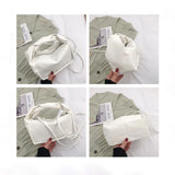 Women's Fashion Crossbody Handbags Solid PU Leather Pleated Bags