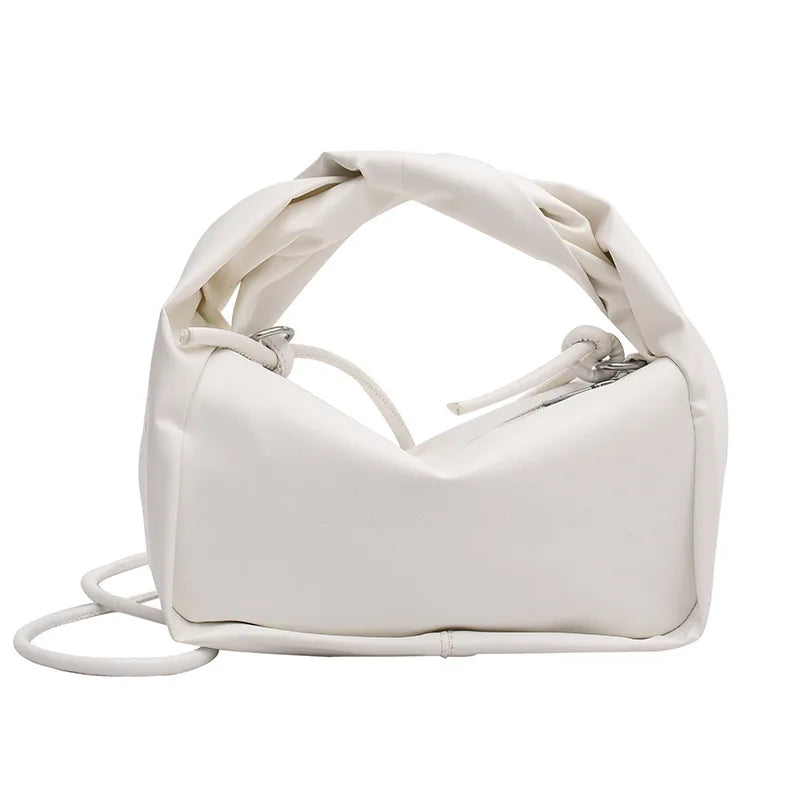 Women's Fashion Crossbody Handbags Solid PU Leather Pleated Bags