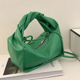 Women's Fashion Crossbody Handbags Solid PU Leather Pleated Bags