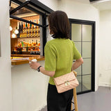 Ladies One-shoulder Chain Bag Embroidered Diamond Lock Small Square Bag