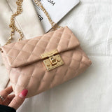 Ladies One-shoulder Chain Bag Embroidered Diamond Lock Small Square Bag