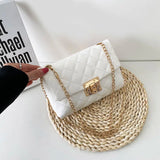 Ladies One-shoulder Chain Bag Embroidered Diamond Lock Small Square Bag