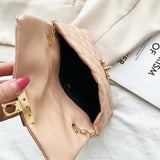 Ladies One-shoulder Chain Bag Embroidered Diamond Lock Small Square Bag