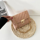 Ladies One-shoulder Chain Bag Embroidered Diamond Lock Small Square Bag