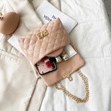 Ladies One-shoulder Chain Bag Embroidered Diamond Lock Small Square Bag