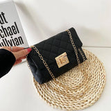 Ladies One-shoulder Chain Bag Embroidered Diamond Lock Small Square Bag