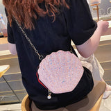 One-Shoulder Sequined Shell Bag Chain Small Bag