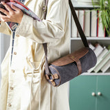 Canvas Leather One Shoulder Messenger Bag Retro Style