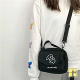 Ladies Cartoon Print Canvas Shoulder Bag