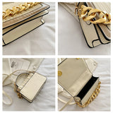 Women's Small PU Flap Handbag with Chain Crossbody, Pleated Shoulder Bag