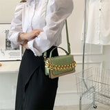 Women's Small PU Flap Handbag with Chain Crossbody, Pleated Shoulder Bag