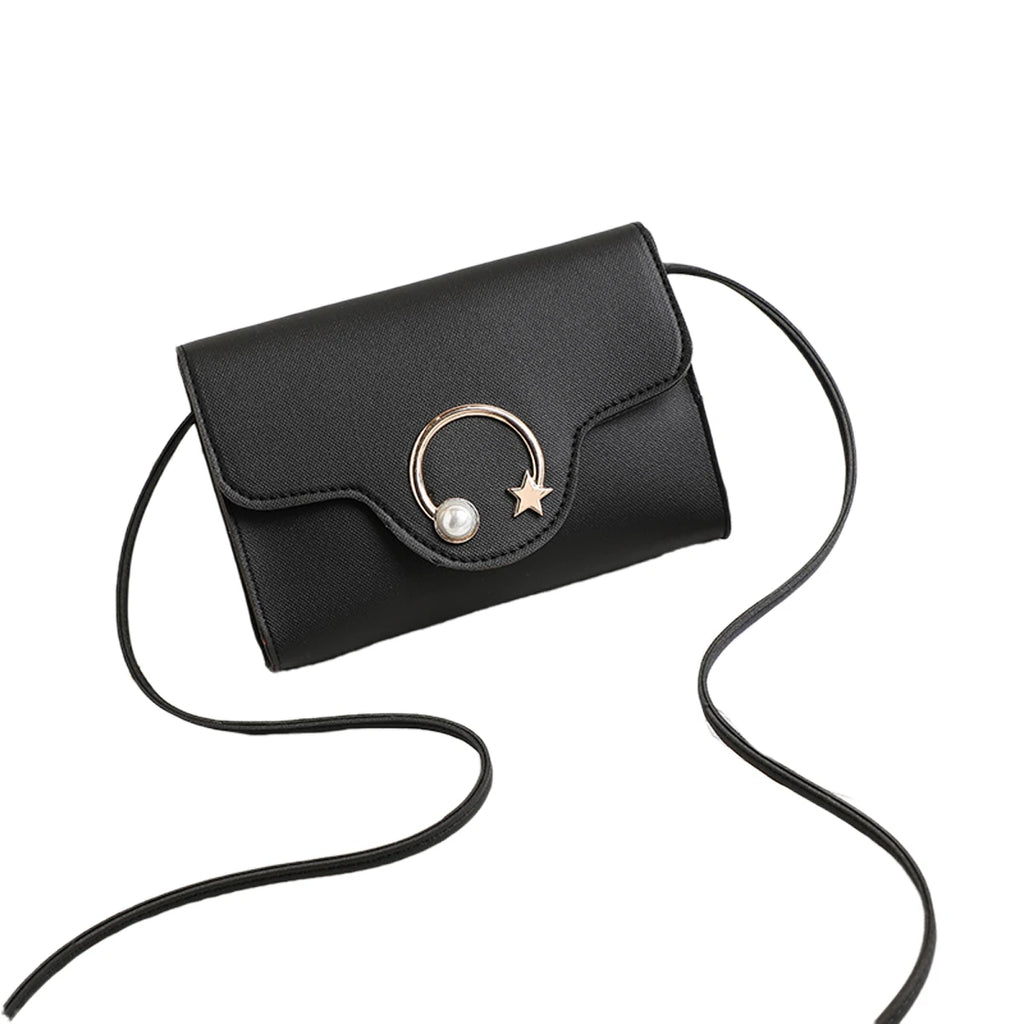 Women's PU Leather Square Bag with Moon and Star Decoration