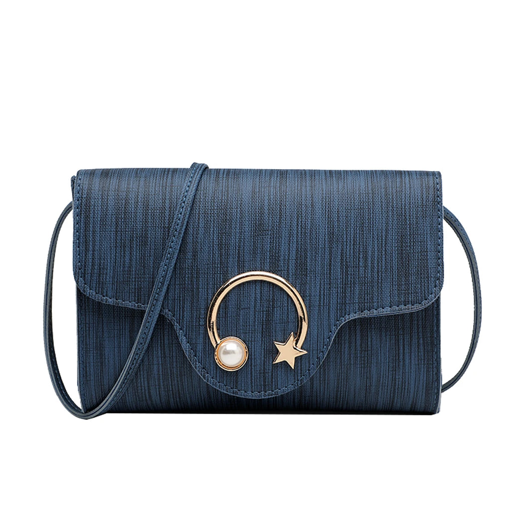 Women's PU Leather Square Bag with Moon and Star Decoration