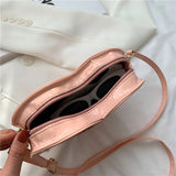 Small Peach Heart Shape Shoulder Bag PU Leather Crossbody Messenger Bag