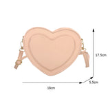Small Peach Heart Shape Shoulder Bag PU Leather Crossbody Messenger Bag