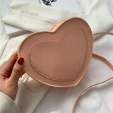 Small Peach Heart Shape Shoulder Bag PU Leather Crossbody Messenger Bag