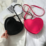 Small Peach Heart Shape Shoulder Bag PU Leather Crossbody Messenger Bag