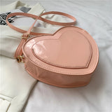 Small Peach Heart Shape Shoulder Bag PU Leather Crossbody Messenger Bag