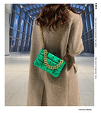 Ladies Rhombus Handbags PU Leather Chain Shoulder Bag Texture Solid Messenger Fe
