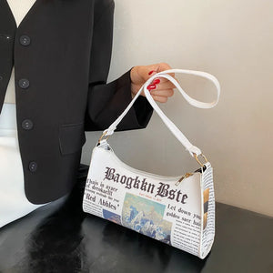PU Leather Women's Shoulder Bag Letter Printing Handbags