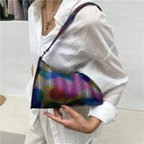 PU Leather Women's Shoulder Bag Summer Stripes Zipper Handbags