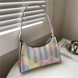 PU Leather Women's Shoulder Bag Summer Stripes Zipper Handbags