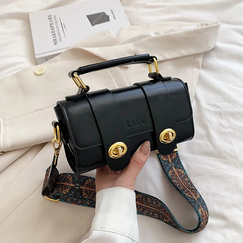 Women's Retro Messenger Bag Wide Strap Shoulder Bag