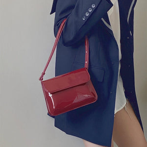 Ladies Retro Patent Leather Small Square Shoulder Messenger Bag