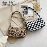 Leopard Print Nylon Women Shoulder Bag Retro Plaid Mini Vacation Bag