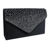 Ladies Satin Clutches Crystal Bling Handbags Wedding Party Purse