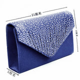 Ladies Satin Clutches Crystal Bling Handbags Wedding Party Purse