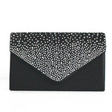 Ladies Satin Clutches Crystal Bling Handbags Wedding Party Purse