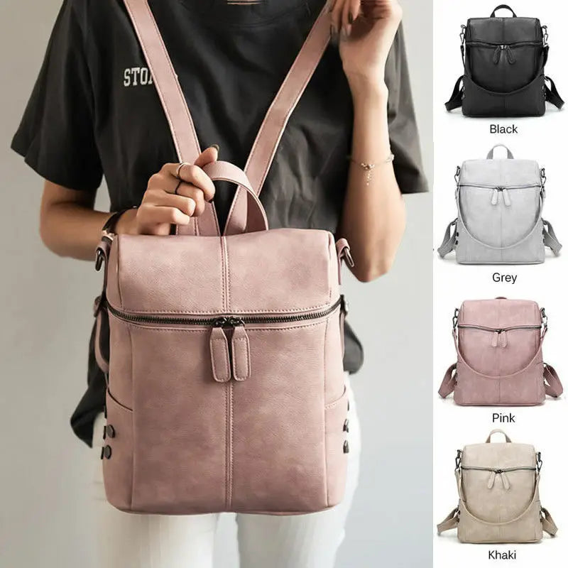 Ladies School Backpack Shoulder Bag Rucksack Leather Satchel Travel Bags