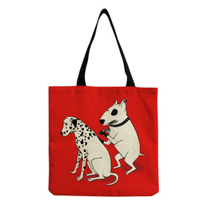 Dog Print Summer Shopper Bag Funny Cartoon Animal Portable Tote Beach Bag