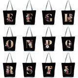 Ladies Shopping Bag All-match Letter Handbag Harajuku Style Foldable Canvas Tote