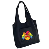 Feather Print Canvas Crossbody Tote Bag