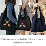 Feather Print Canvas Crossbody Tote Bag