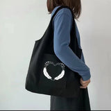 Feather Print Canvas Crossbody Tote Bag