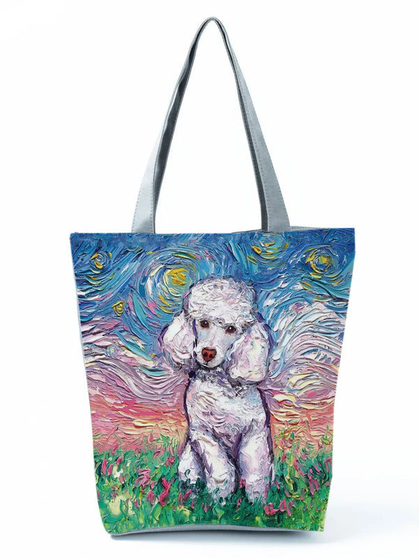 Animal Dog Printed Beach Bag Casual Shoulder Large Tote For Women